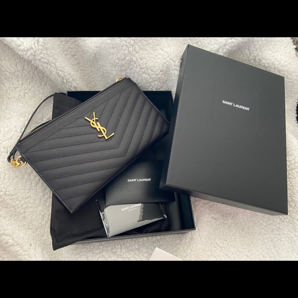 YSL Large monogram bill pouch